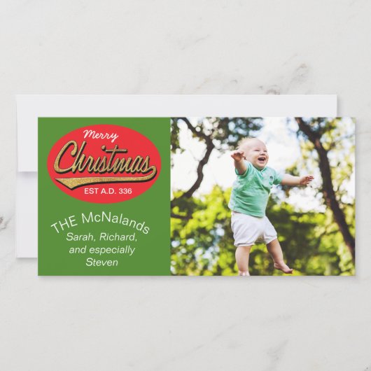 Carte photo Retro "Joyeux Noël EST A.D. 336" (Devant)