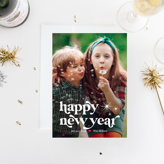 Carte photo rétro pour la Bonne Année