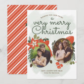 Carte photo Retro Vintage Floral de Noël (Devant / Derrière)