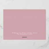 Carte photo rose à motif Joyeux Noël avec feuille  (Verso)