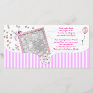 Carte photo rose de Merci de baby shower de bébé