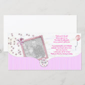 Carte photo rose de Merci de baby shower de bébé (Devant / Derrière)