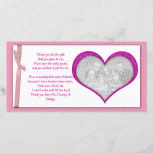 Carte photo rose de Merci de cadre de coeur de