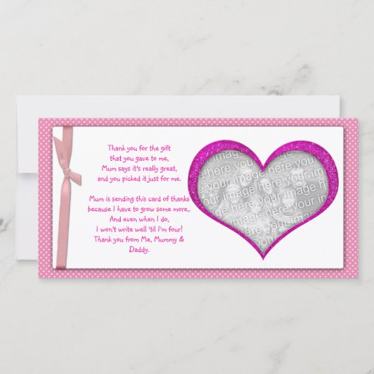 Carte photo rose de Merci de cadre de coeur de (Devant)