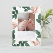 Carte photo Rose rose antique Faire-part de naissa (Debout devant)