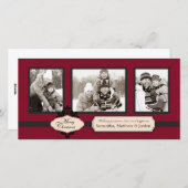 Carte photo rouge Brocade Noël (Devant / Derrière)