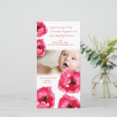 Carte photo rouge de Merci de naissance de bébé de (Debout devant)