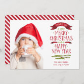 Carte photo rouge de vacances de bannière de (Devant / Derrière)