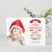 Carte photo rouge de vacances de bannière de (Debout devant)