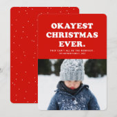 Carte photo rouge drôle de Noël la plus correcte (Devant / Derrière)