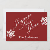 Carte photo rouge et blanc de Noël de flocons de (Dos)