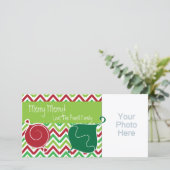 Carte photo rouge et vert de vacances/Noël de (Debout devant)