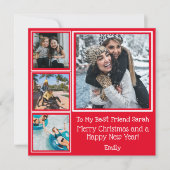 Carte Photo Rouge moderne Blanc Meilleur Ami Noël (Devant)