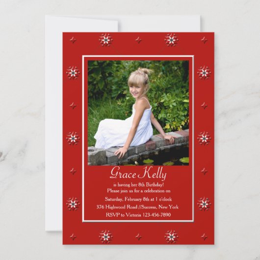 Carte photo rouge vif (Devant)