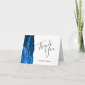 Carte Photo Royal Blue Agate Argent Mariage Merci (Devant)