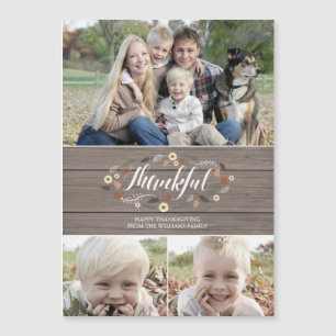 Carte photo rustique magnétique de thanksgiving