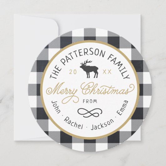 Carte photo Rustique Reindeer Round Christmas (Devant)