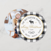 Carte photo Rustique Reindeer Round Christmas (Devant / Derrière)