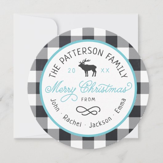 Carte photo Rustique Reindeer Round Christmas (Devant)