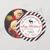 Carte photo Rustique Reindeer Round Christmas (Devant / Derrière)