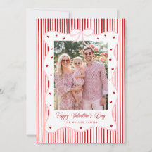 Carte photo Saint-Valentin Amour Ruban Rouge Rose