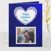 Carte photo Saint-Valentin Bleu Ombré (Fleur jaune)