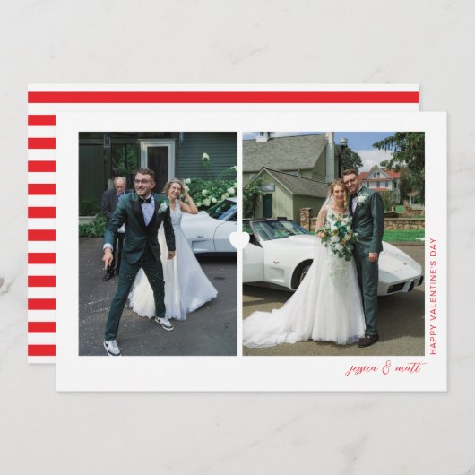 Carte photo Saint-Valentin Heart Duo Blanc (Devant / Derrière)