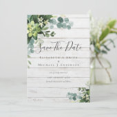 Carte Photo Save Dates Eucalyptus Feuilles de verdure (Debout devant)