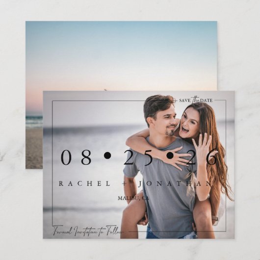 Carte Photo Script 2 | Enregistrer La Date (Devant / Derrière)