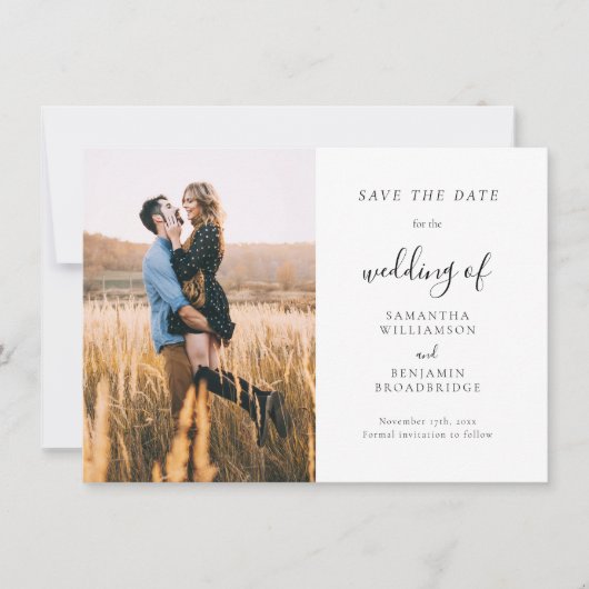 Carte Photo Script Wedding Enregistrer la date Faire-par (Devant)