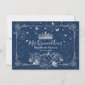 Carte Photo Silver Navy Blue Quinceanera Flat Merci (Dos)