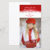 Carte photo simple à neige rouge et blanc (Devant / Derrière)