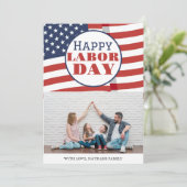 Carte Photo simple élégante Joyeuse Fête du Travail avec (Debout devant)