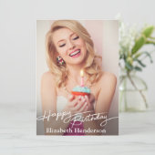 Carte Photo simple moderne d'anniversaire heureux (Debout devant)