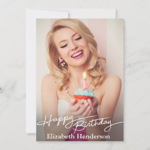 Carte Photo simple moderne d'anniversaire heureux