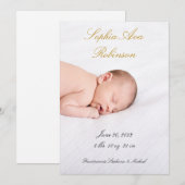 Carte photo simple personnalisé pour bébé (Devant / Derrière)