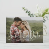 Carte photo simple vert clair pour annoncer la dat (Debout devant)