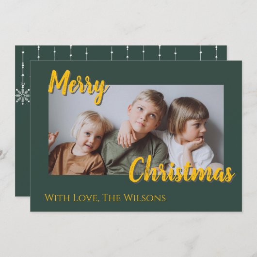 Carte Photo Simple Vert Or (Devant / Derrière)