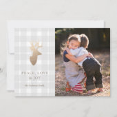 Carte photo Soft Grey Plaid Golden Deer Christmas (Devant)