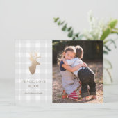 Carte photo Soft Grey Plaid Golden Deer Christmas (Debout devant)
