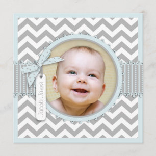 Carte photo SQ-BL d'invitation de baptême