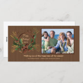 Carte photo stylish Pine Cone Wreath Holiday (Devant / Derrière)