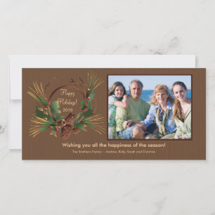 Carte photo stylish Pine Cone Wreath Holiday