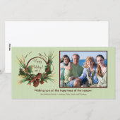 Carte photo stylish Pine Cone Wreath Holiday (Devant / Derrière)