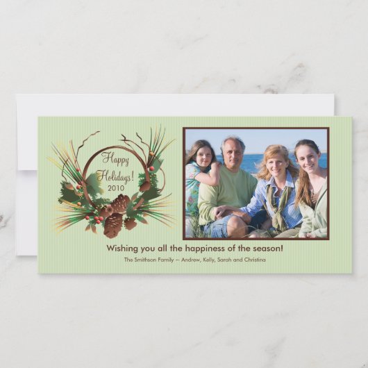Carte photo stylish Pine Cone Wreath Holiday (Devant)