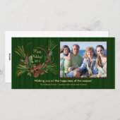 Carte photo stylish Pine Cone Wreath Holiday (Devant / Derrière)