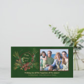 Carte photo stylish Pine Cone Wreath Holiday (Debout devant)