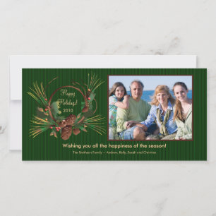 Carte photo stylish Pine Cone Wreath Holiday