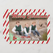 Carte photo sucre de canne Stripe Christmas (Devant / Derrière)