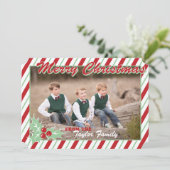 Carte photo sucre de canne Stripe Christmas (Debout devant)